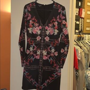 Black floral mini dress